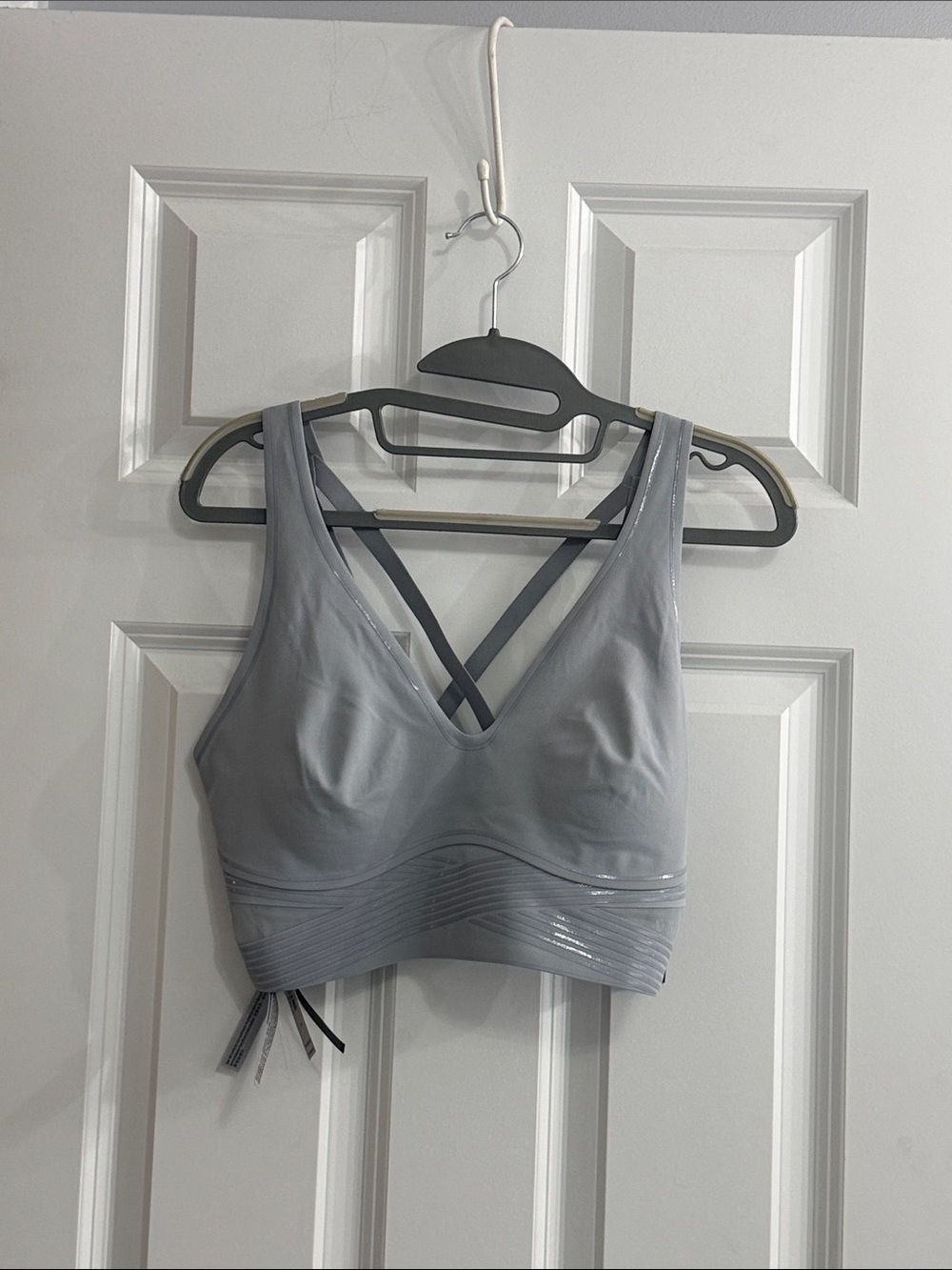 VSX Light Gray Wireless V-Neck Bralette with Crisscross Back NWT